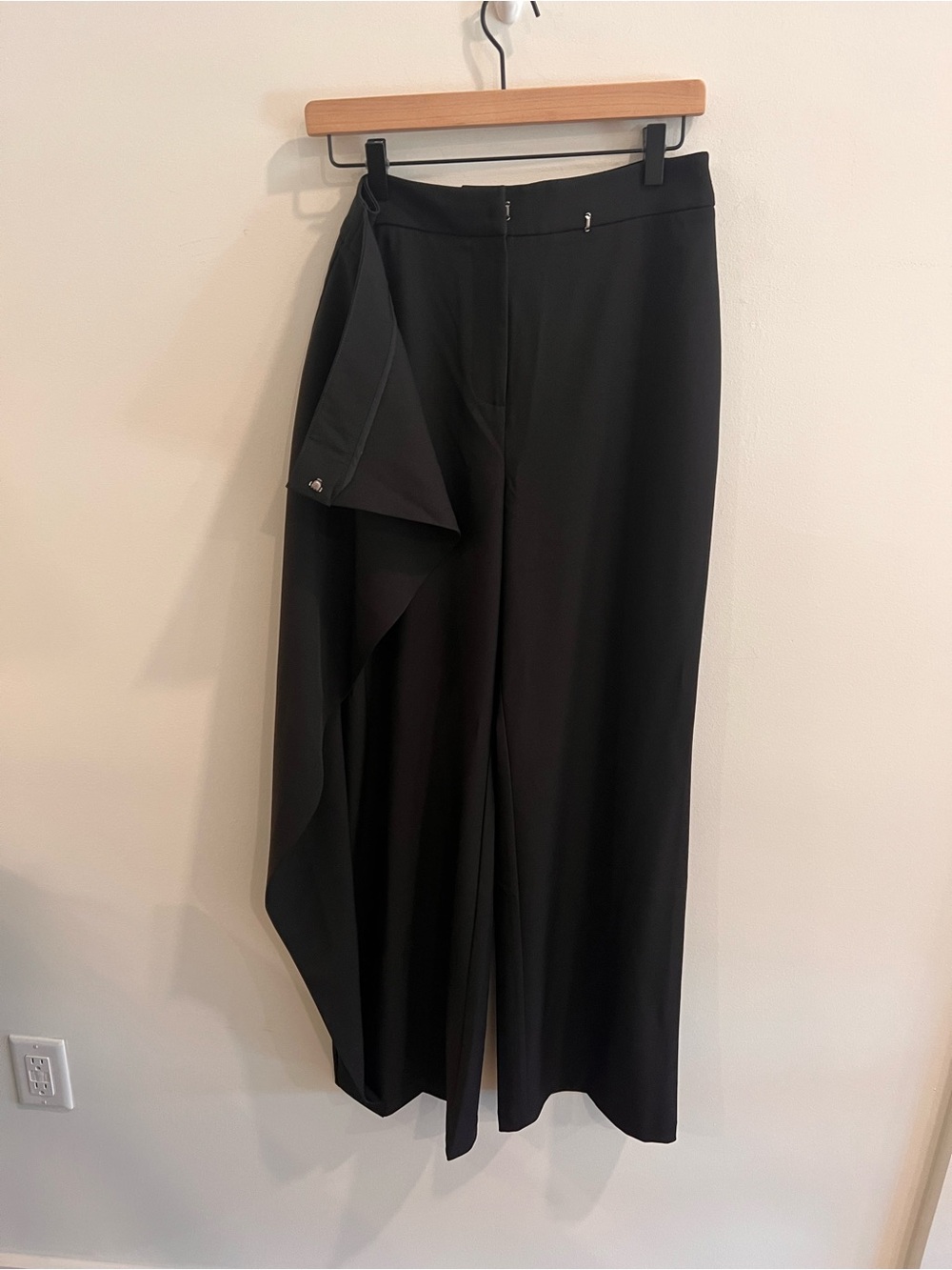 Commense Black Draped Wrap Wide Leg Pants NWT Size M
